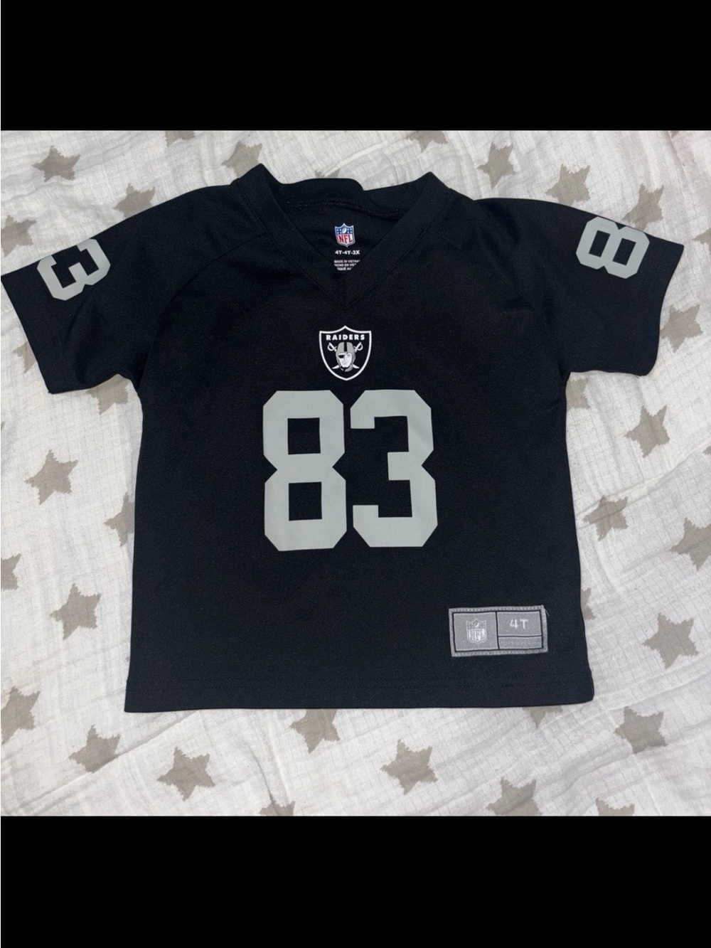 NFL Kids Raiders Black Jersey Top with Silver #83